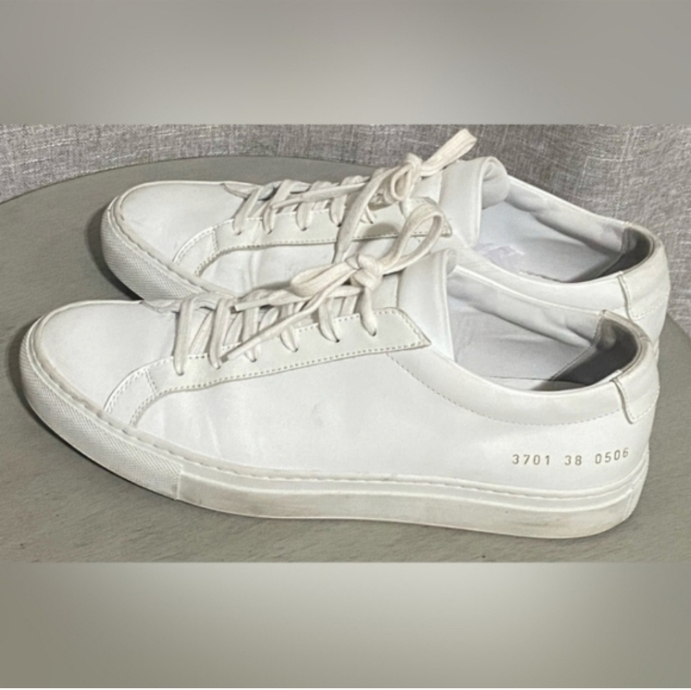 Leather Common Projects Original Achilles Low White Leather Sneakers Eu 38 Us 8 View 5